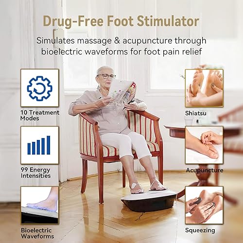 Miniatura 3 de FIT KING Alivio del dolor de neuropatía para masajeador de pies, masajeador de pies EMS para neuropatía con almohadillas TENS, estimulador de