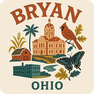 Bryan Ohio Souvenir Vinyl Magnet – Destination Travel Keepsake Collectible 4-Inches Wide