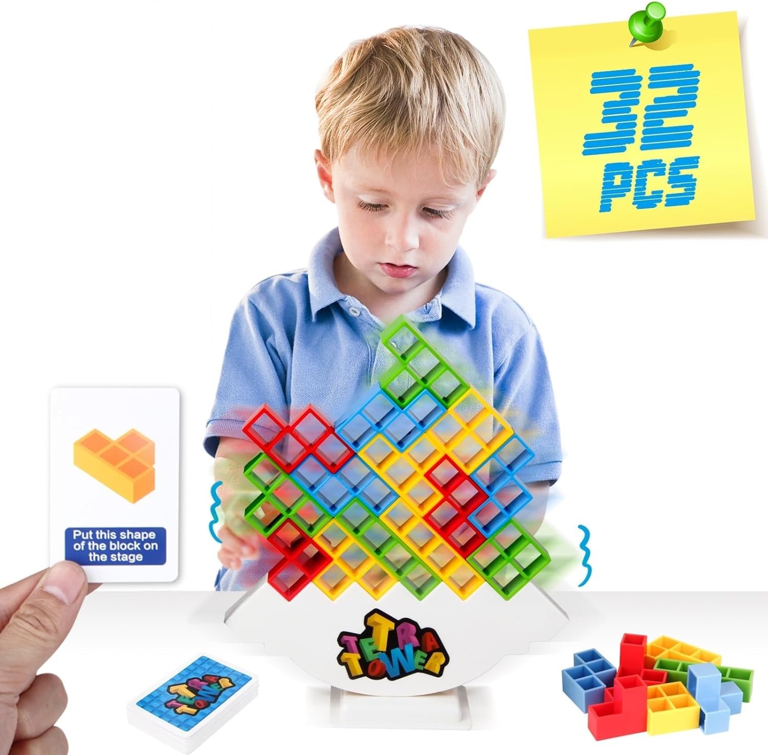 Toybot 32 Pcs Tetra Tower Game Balance Stacking Blocks Game, Board Games for 2 Players+ Family Games, Parties, Travel, Kids & Adults Team Building Blocks Toy (B0D181MM35) Amazon Price History, Amazon Price Tracker