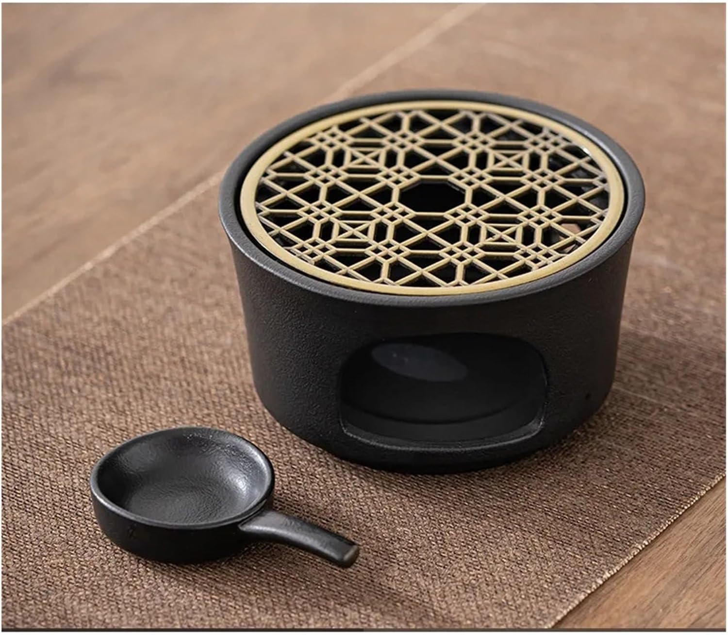 Warmer Teapot Base Warming Heater Metal Tealight Wax Stainless Steel Warmers Warm Tea Stove(Black)