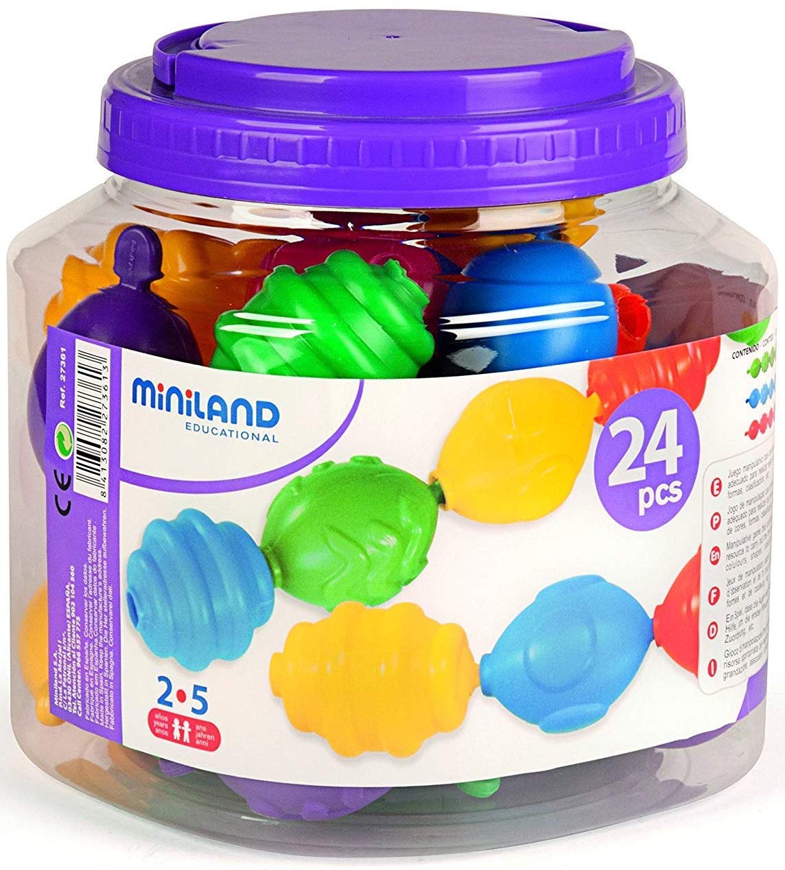 MinilandEducational - Maxichain Interlocking Pieces (24 Pcs), Assorted, (27361)