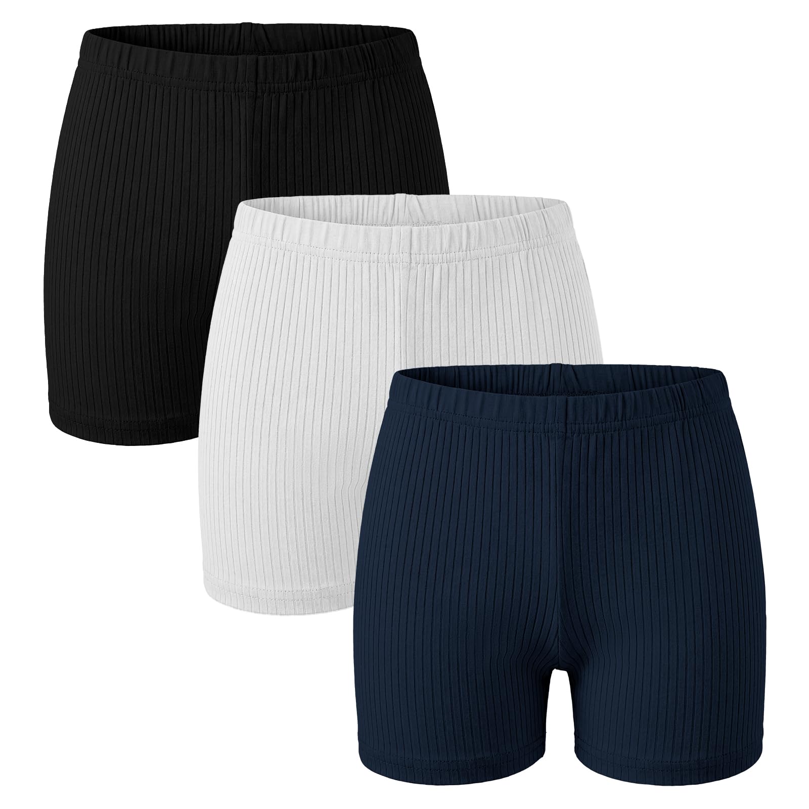 Shorts de Cyclisme pour Filles, Lot de 3, Coton Respirant Short sous-Robe et Legging Court Doux et Extensible pour Sport, Danse, école, Enfants été Coloré Pantalon 5-16 Ans