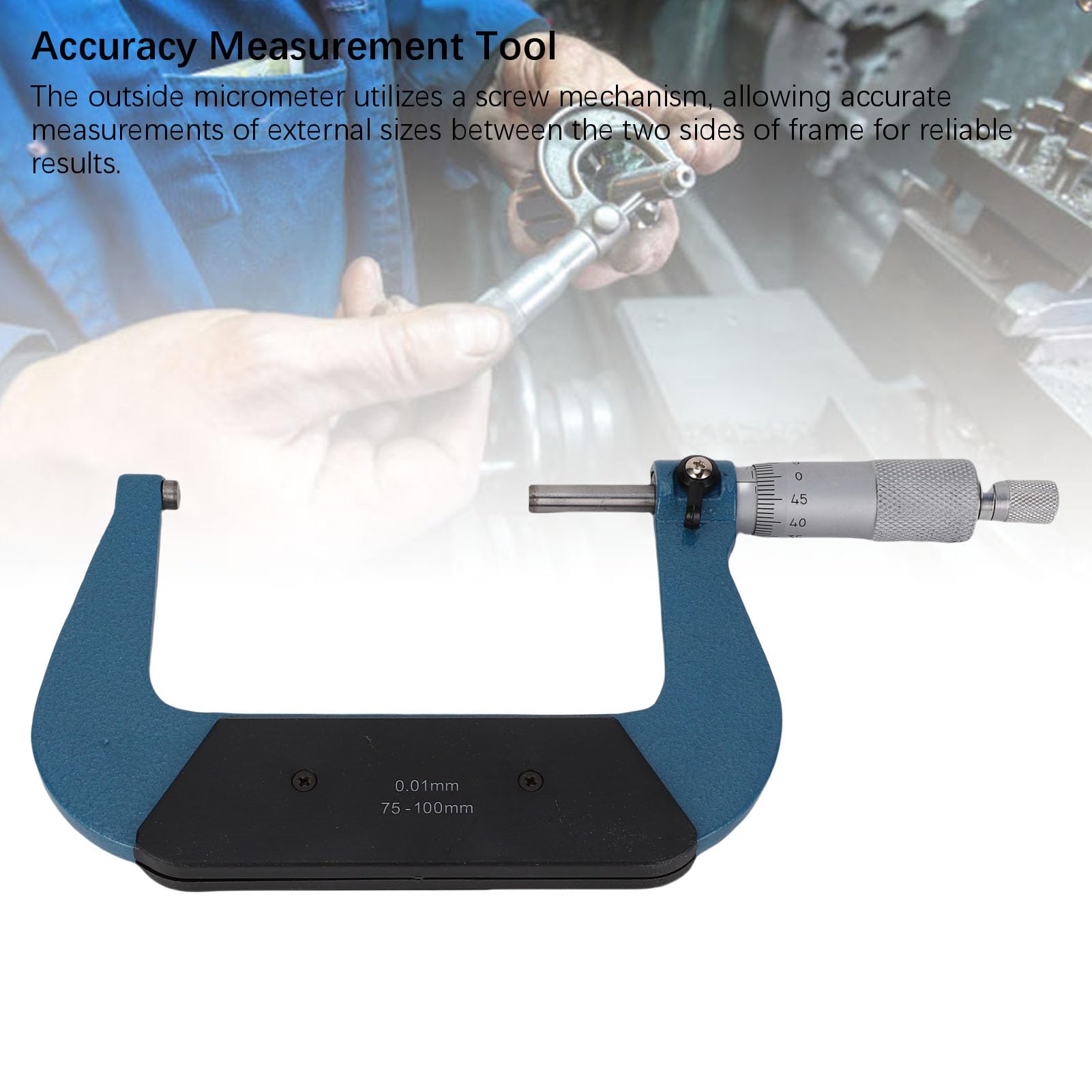 Außenmikrometer-Set, 0,01 mm Genauigkeit, 75 bis 100 mm Messbereich, Maschinisten-Mikrometer für Länge, Durchmesser, Dicke, Messung für technische Bearbeitungsaufgaben,