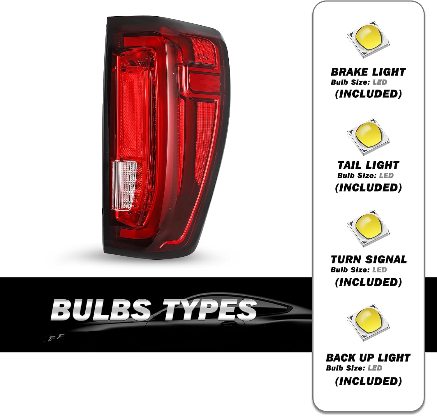 SOCKIR FULL LED Type for 2019-2024 GMC Sierra 1500 2500 3500 HD Tail Light Assembly Replacement Outer Rear Taillight OE Brake Tail Lamp Pair Set