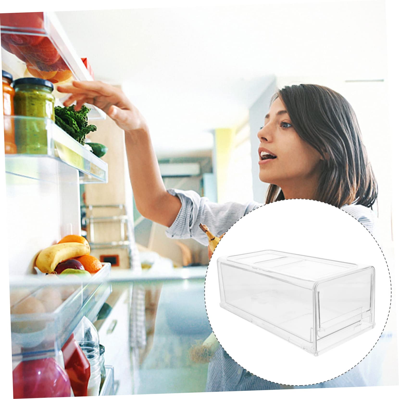 Stapelbare Kühlschrank Organizer mit Schublade Praktische Aufbewahrungsbox für Gemüse Obst und Lebensmittel Transparente Kühlschrankbox für Ordentliche Aufbewahrung