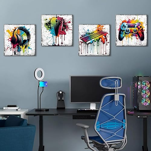 Miniatura 2 de Decoración de pared para videojuegos, graffiti, arte de pared para adolescentes y niños, decoración de sala de juegos, Banksy, Gamepad, auriculares,
