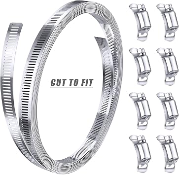 Stainless Steel Worm Gear Hose Clamp Assortment Kit, Cut-To-Fit