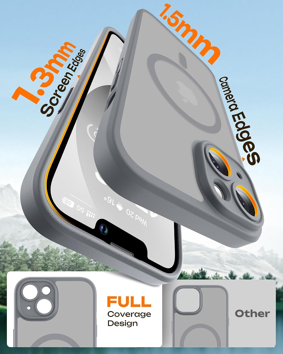 TOCOL for Phone 13 Case, Compatible with Magsafe Charger, Full Camera Protection, Drop Protection, Translucent Matte Phone Case for iPhone 13 6.1 inch (Gray) thumbnail