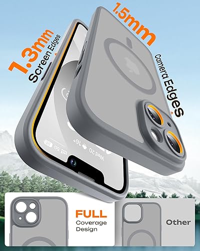 Miniatura 270 de TOCOL Funda magnética 3 en 1 para iPhone 15 Pro, mejorada [protección completa de cámara] con 2 protectores de pantalla, compatible con MagSafe, Gris