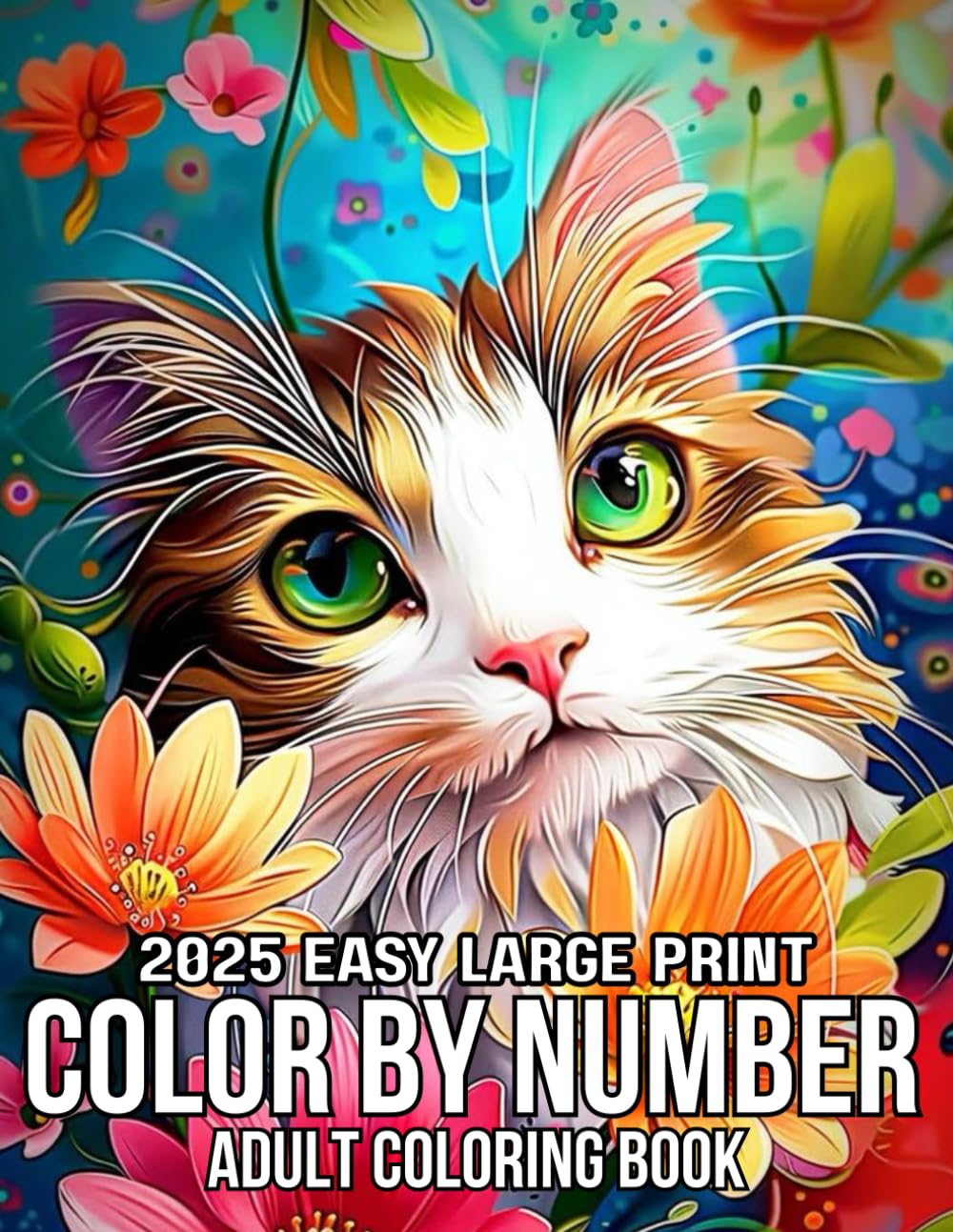 2025 Easy Large Print Color By Number Adult Coloring Book: 2025 Easy Color by Number Coloring Book(Large Print Beautiful Pages for Adults)