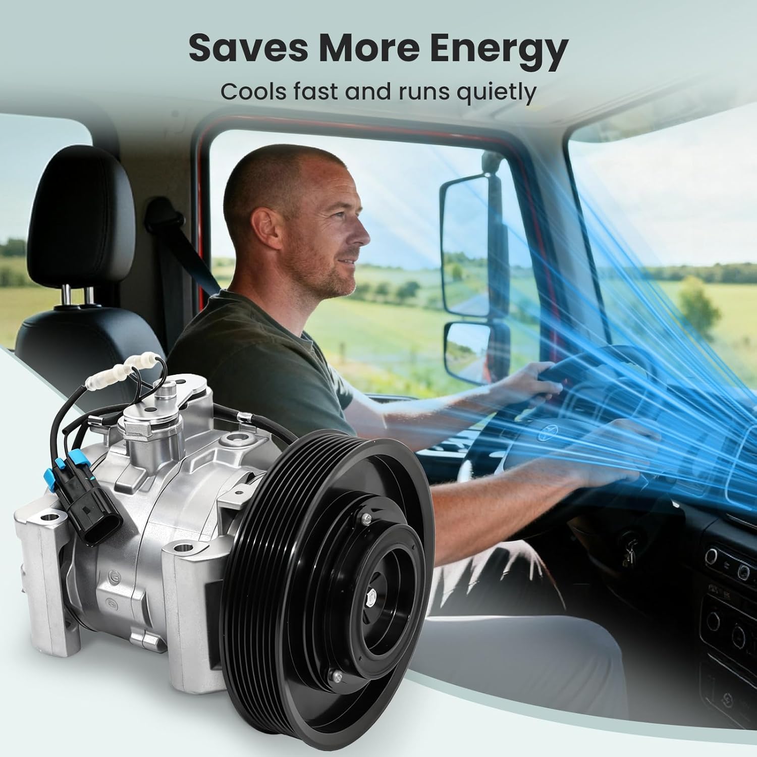 AC Compressor with Clutch Replacement Air Conditioning Compressor Compatible with Freightliner Cascadia 2011-2019, Replace CO29043C 2265771000 A2265771000 22-65771-000