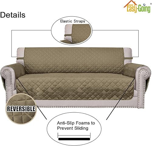 Miniatura 541 de Easy-Going - Funda reversible para sofá, resistente al agua, con varillas de espuma y correas elásticas, protector de muebles para mascotas y perros