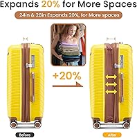 Vista 24 de Merax Equipaje, maleta extensible rígida con ruedas giratorias ligeras, Negro -, 40/48/52