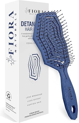 Vista 19 de Fiora Naturals Cepillo desenredante para el cabello para mujer, cepillo desenredante con cerdas suaves flexibles, se desliza suavemente a través