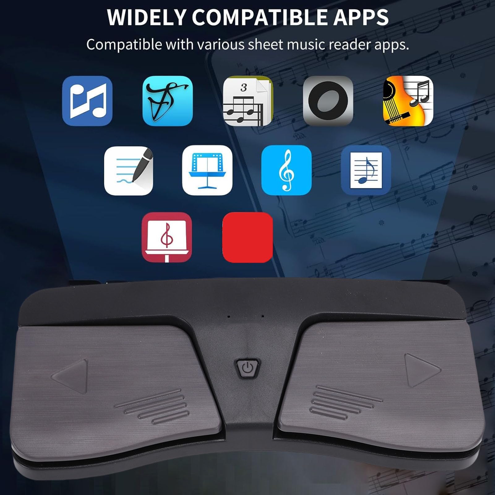 VBESTLIFE Kabelloses Bluetooth-Seitenwender-Pedal mit Ergonomischem Design, Tragbarer Musik-Seitenwender mit Rutschfester Unterlage für Tablets, Android-OS-X-Telefone