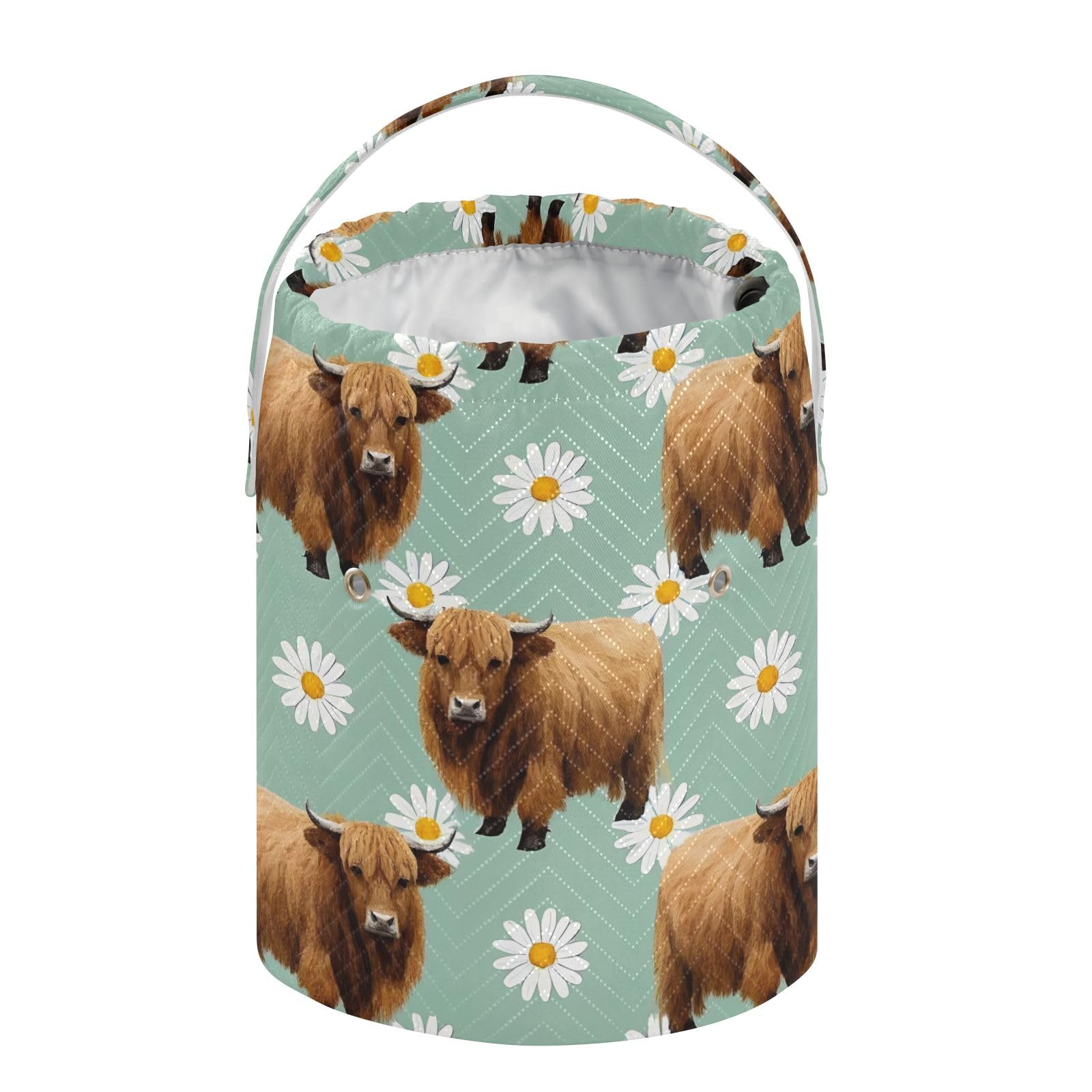 Yarn Storage Bag Small Crochet Bag Knitting Bag Organizer Cow Bison Daisy Flowers Yarn Bags for Crocheting Basket