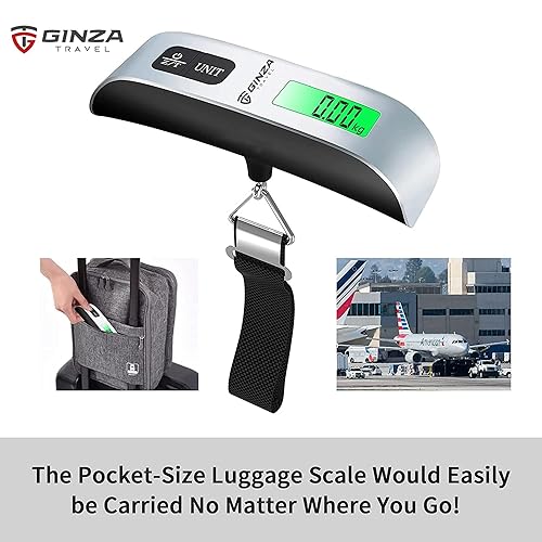 Miniatura 8 de GinzaTravel Báscula electrónica de equipaje de 110 libras de alta precisión para viajes, básculas colgantes digitales de 110.2 lbs (plata, 1 unidad