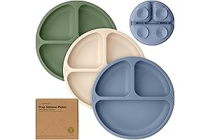 KeaBabies 3-Pack Silicone Suction Plates for Baby and Toddler