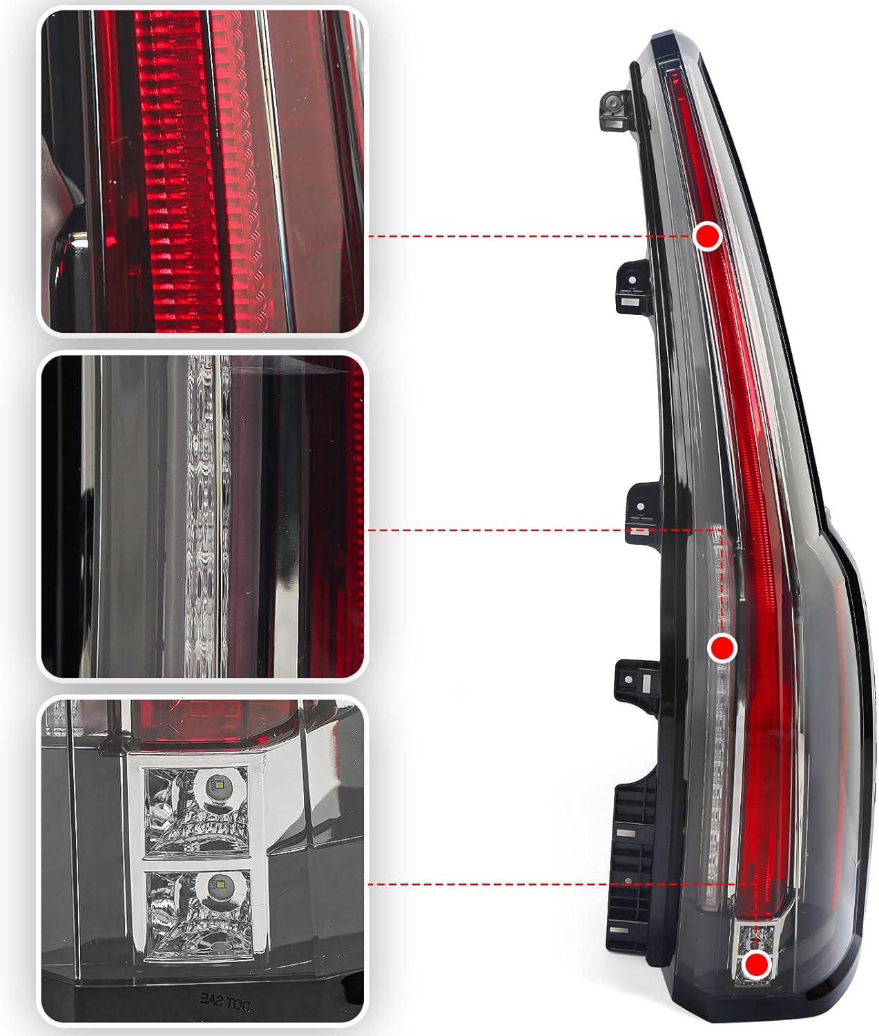 Huray Right LED Tail Light Fit for Cadillac Escalade 2015-2020 RH Taillight Rear Brake Lamp Assembly OE Style Accessory Replacement for GM2801277 84214004 (Passenger Side) RH(Passenger Side)