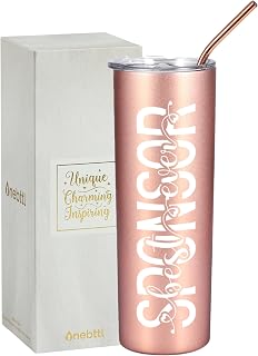 Onebttl Sponsor Gift Skinny Tumbler - 20oz Double Wall Vacuum Insulated Stainless Steel Cup with Lid, Confirmation Sponsor Gift for Women - Best Rosegold, BSSPONSOR20OZSBESTRG