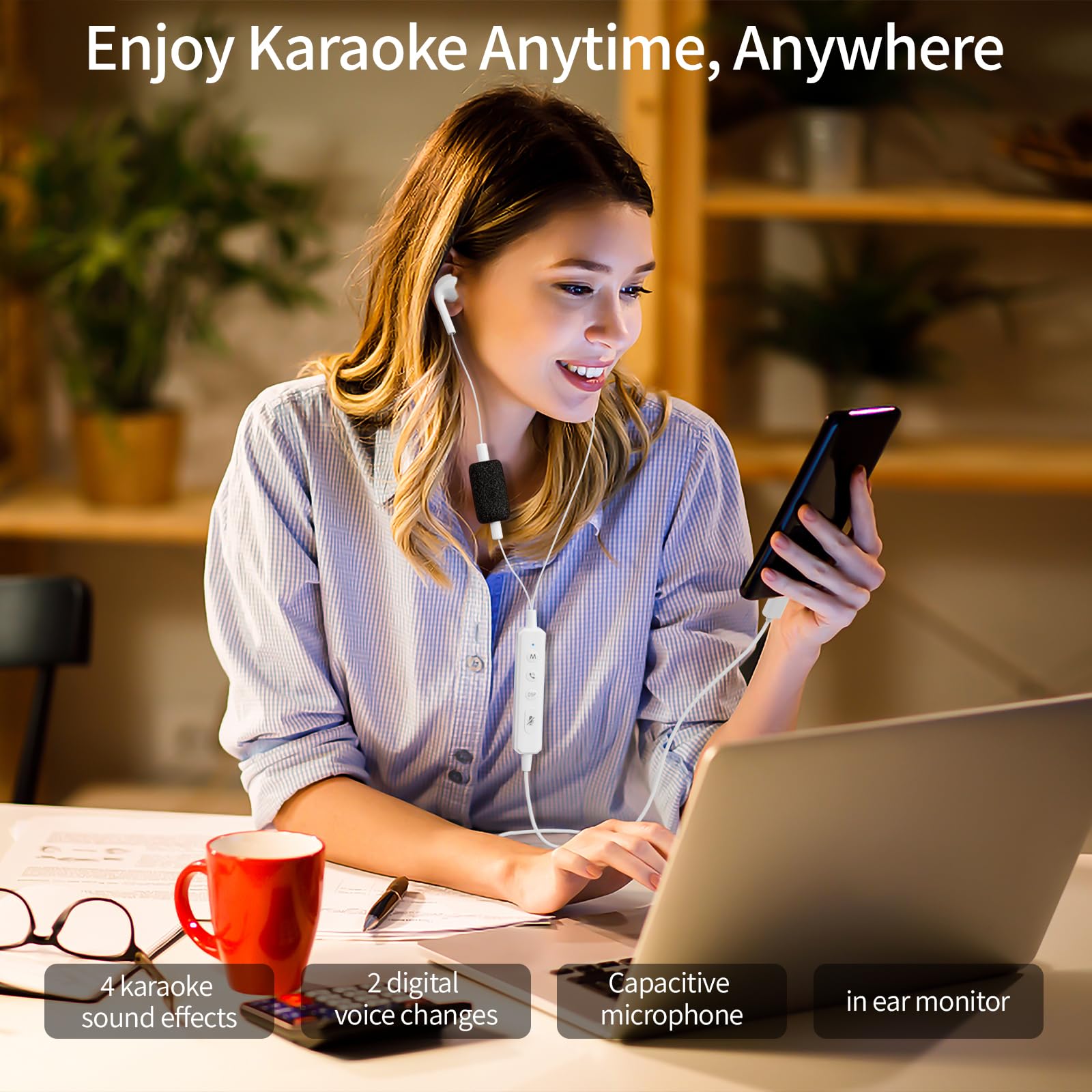 Amazon.co.jp: サウンドカードカラオケヘッドセット、インイヤー