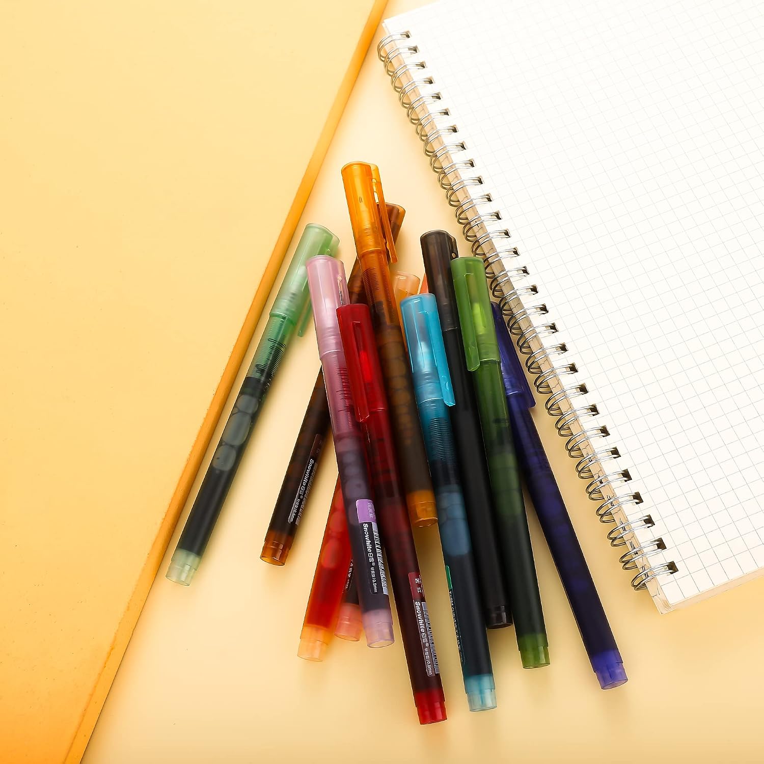 RIANCY Colored Pens for Note Taking 0.5mm Fine Tip Pens 12 PACK Long Lasting Fine Point Liquid Ink Rollerball Retro Colorful Pens for Writing Journaling Taking Notes Doodling School Office Art Supply
