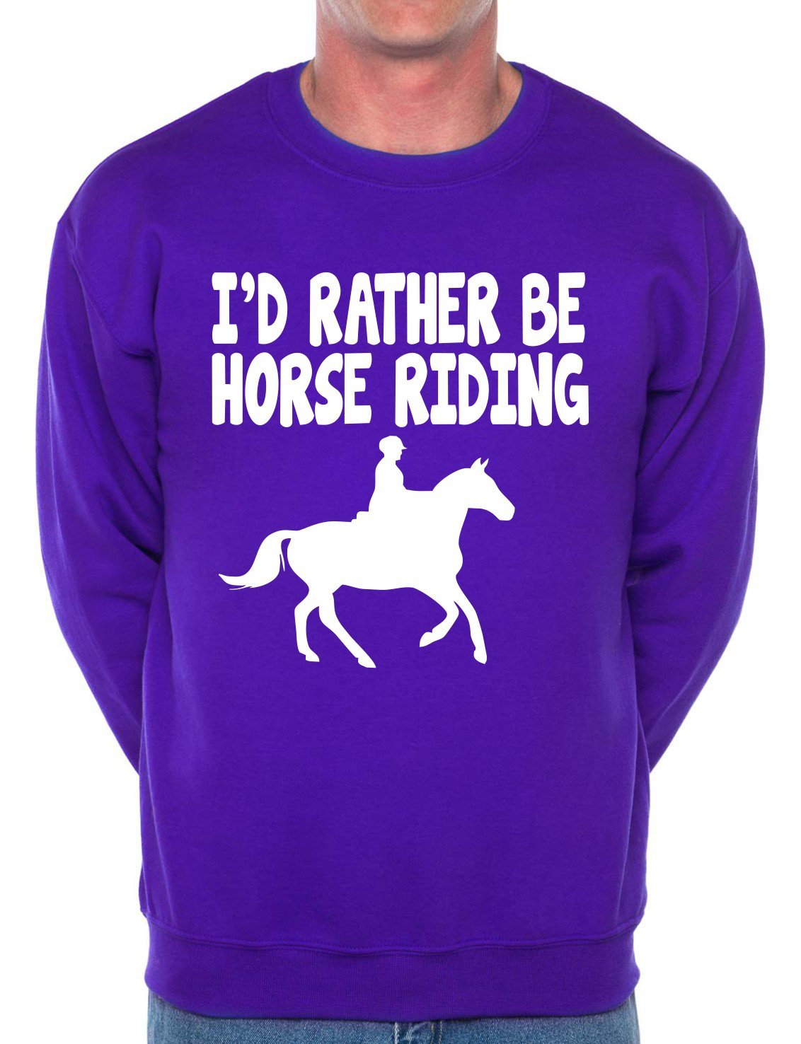 Print4U I'd Rather Be Horse Riding Adult Sweatshirt Jumper Birthday Gift X-Large Purple