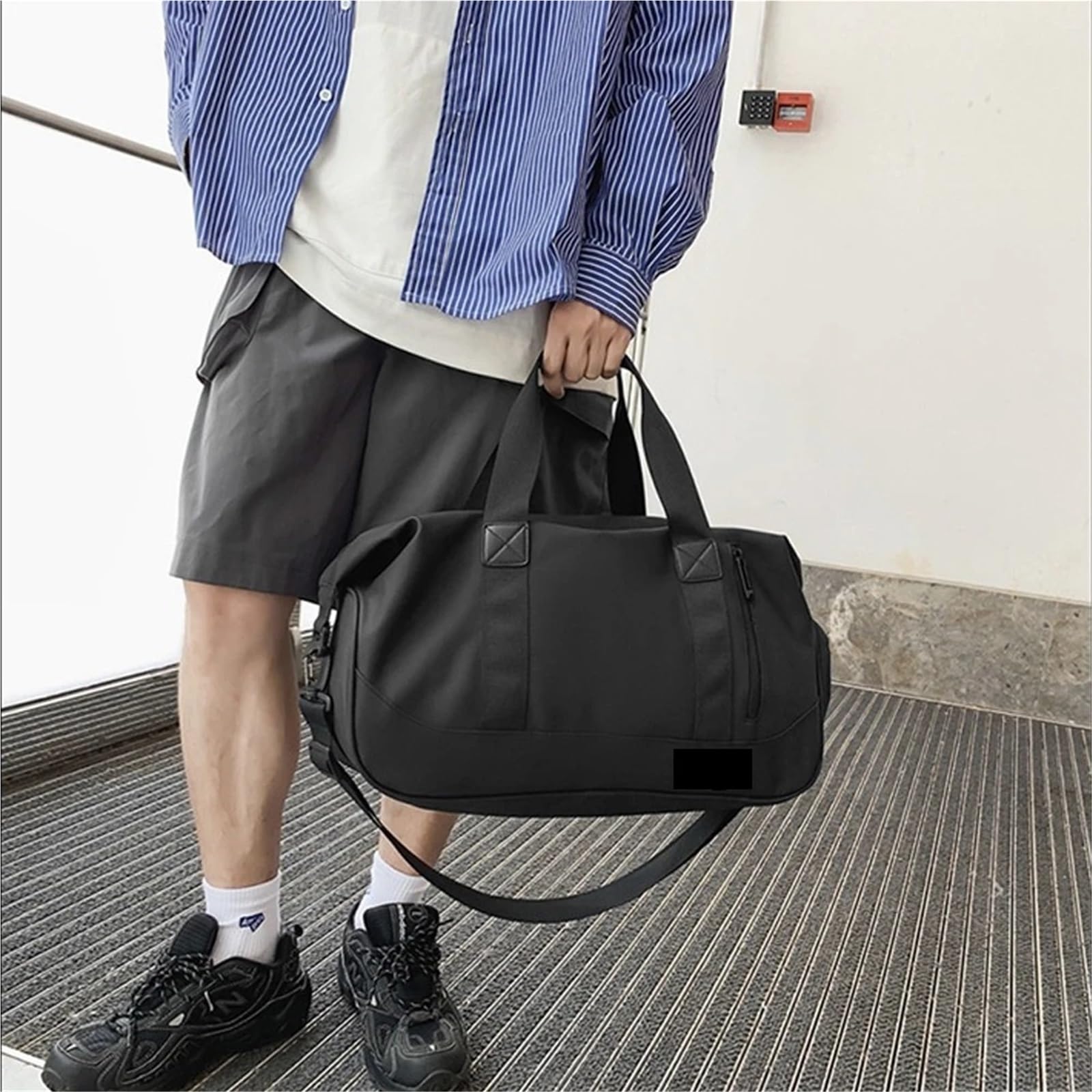 borsone palestra uomo 1 borsa da palestra con scomparto for scarpe | Borsone da viaggio elegante Borsone leggero for donne e uomini, palestra sportiva(Black)