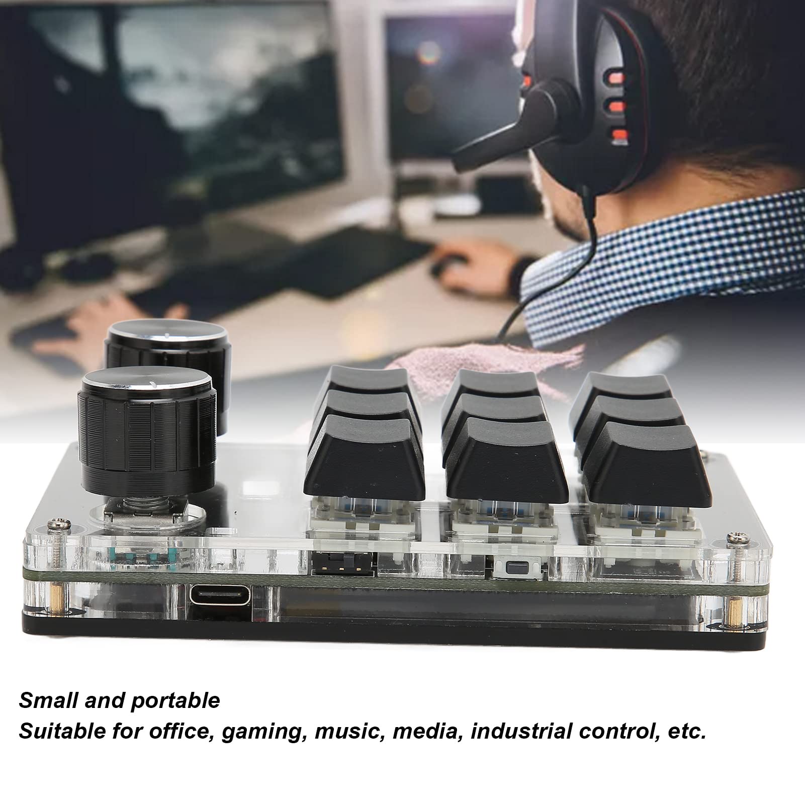 Mechanisches 9 Tasten Makro Pad mit Doppelknöpfen, USB Bluetooth Dual Modus | Programmierbare Gaming Tastatur für OSU DIY Custom Keyboard mit Acrylgehäuse 200mAh
