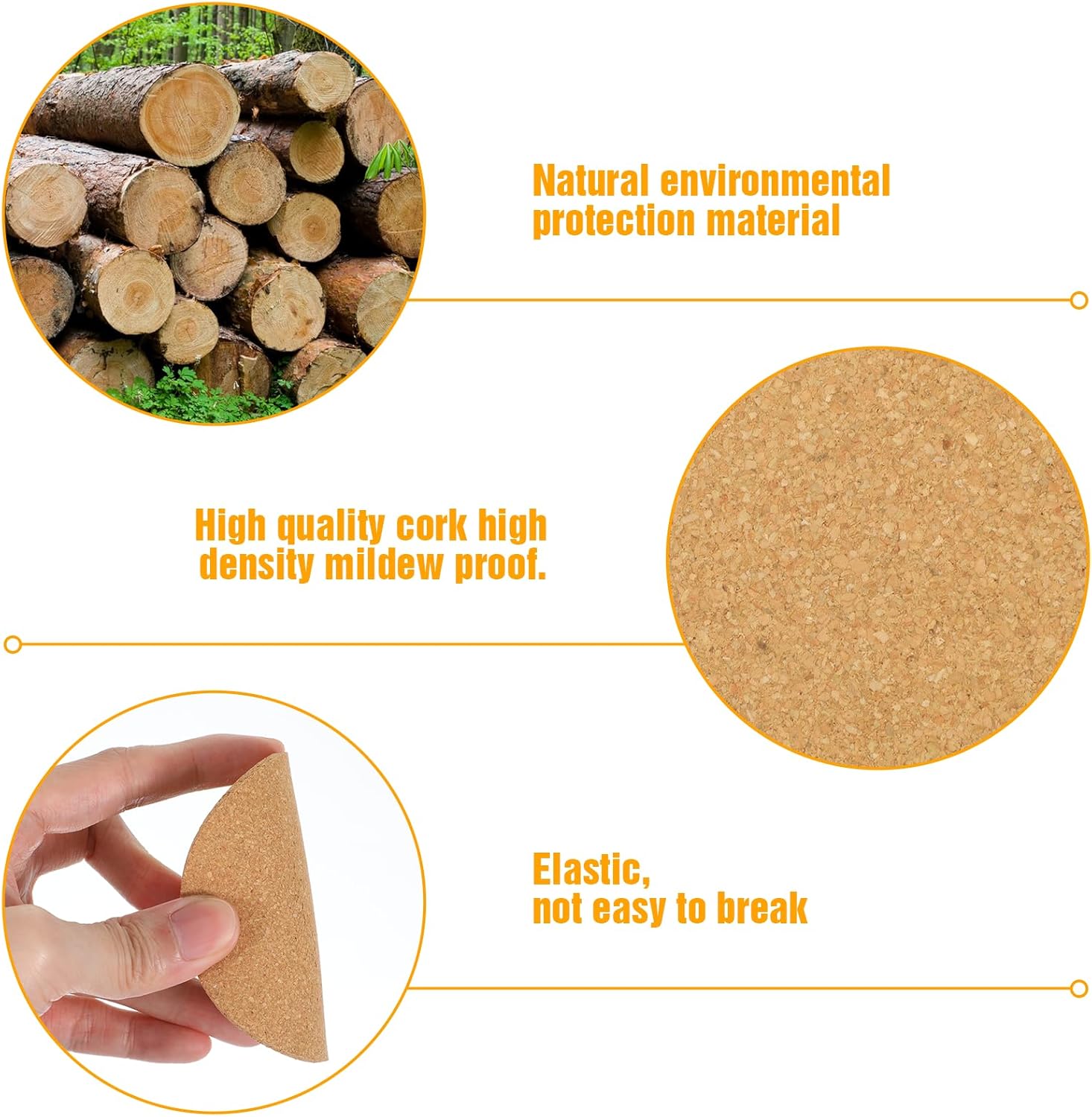 100pcs Cork Coasters for Drink 3.54in Cork Coasters Bulk Felt Coaster Thick Absorbent Corks for Coaster Heat Resistant Plain Cup Mats Round Non-Slip for Wine Glass,Mug,Coffee Cup Decor - Image 4