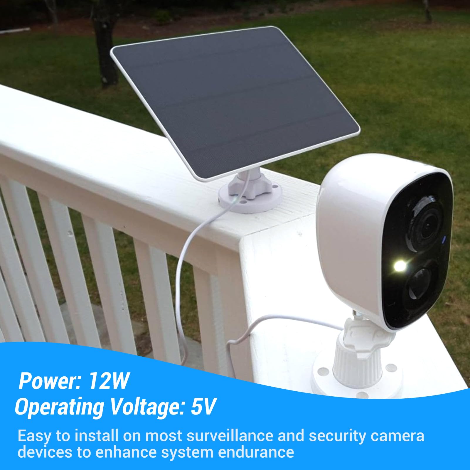 Fafeicy 12W Solarpanel für Überwachungskamera, Monokristallin, USB Typ-C, Wetterfest, 0-1200mA, für Türklingel und Blink Camera