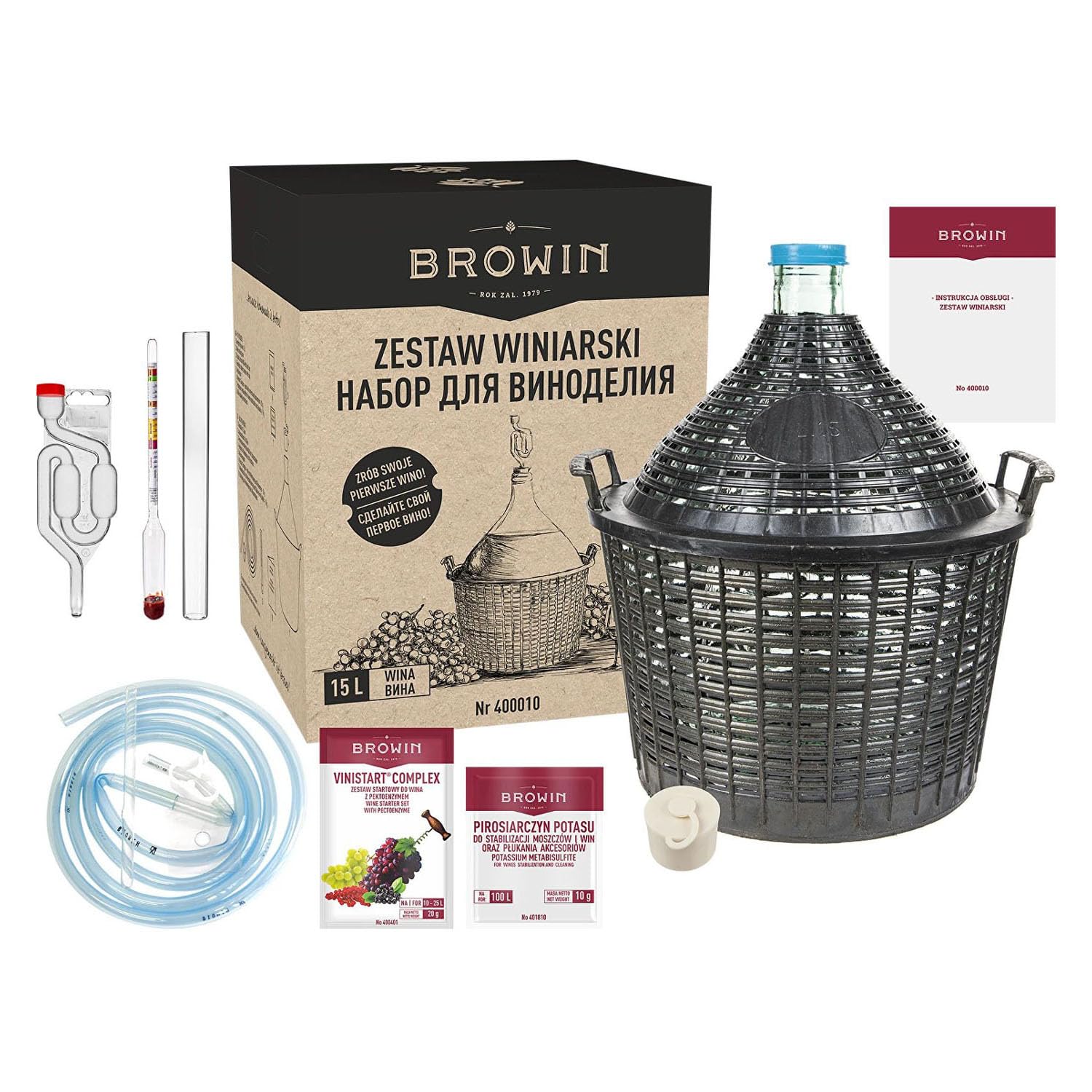 Browin Kit de vinificación Demijohn 15 L 400010