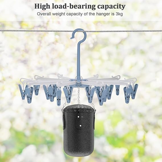 Hejo 2PCS Sock Dryer with Pegs, Plastic Octopus Clothes Sock Hanger (Blue)