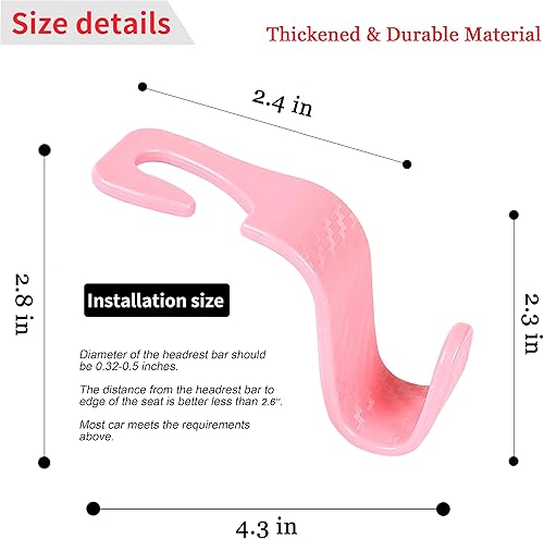 Miniatura 13 de Amooca Paquete de 4 ganchos para reposacabezas de asiento de automóvil, organizador universal de almacenamiento de automóvil, para bolso, bolso, Gris
