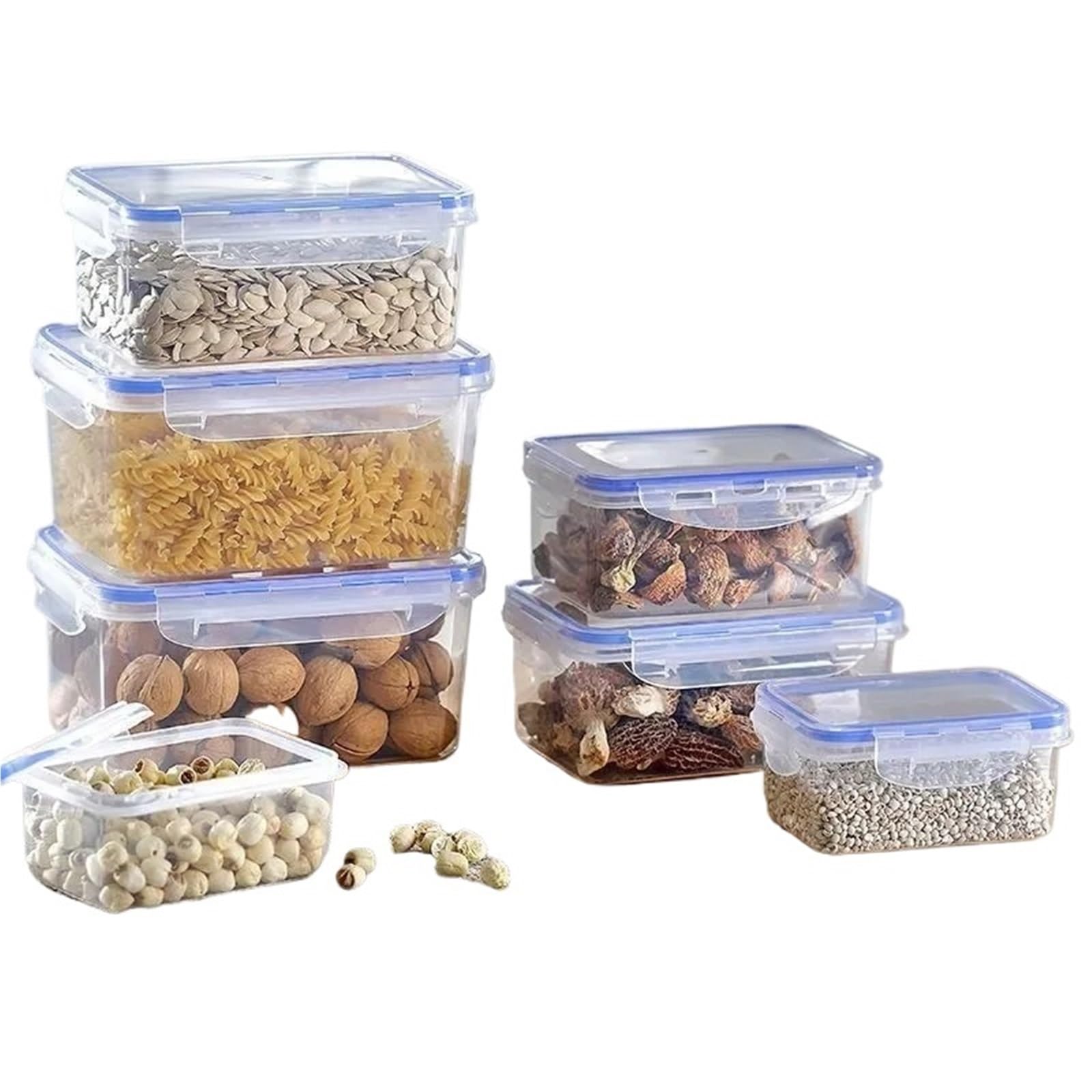 Bento Lunch Boite Boîte de Rangement rectangulaire scellée avec Couvercle Boîte à Lunch en Plastique avec Couvercle(Four-Piece Set)