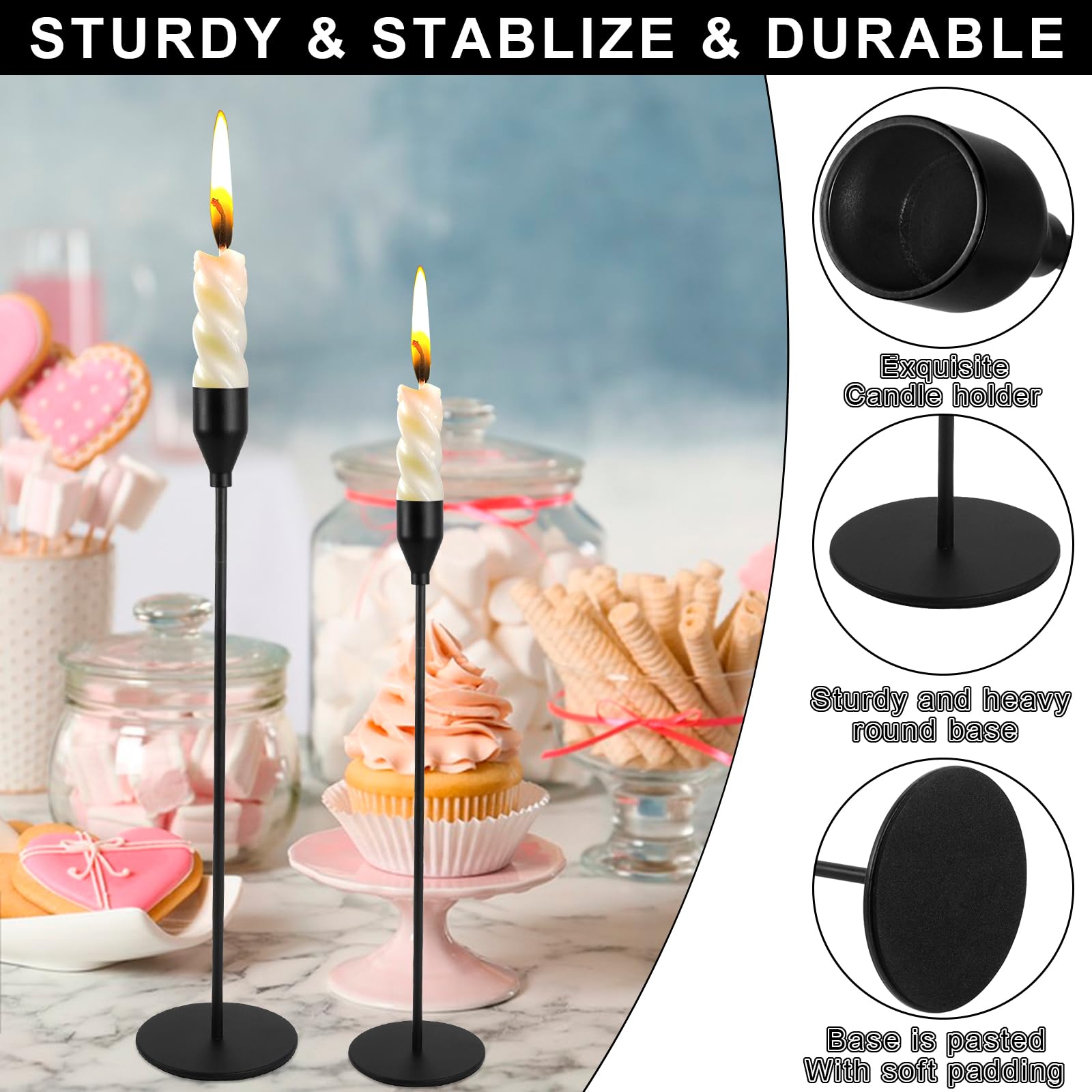 Portacandele Egiziano In Resina Nera - Decorazione Misteriosa Per Halloween E Arredamento Vintage - Foto 3