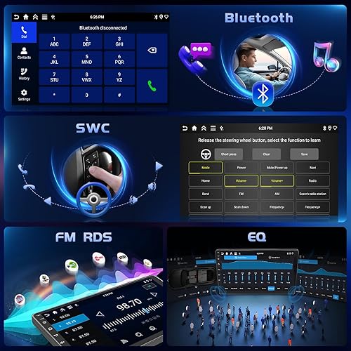 Vista 7 de 1G+32G Android Radio 10.1 pulgadas doble DIN estéreo para coche con navegación GPS pantalla táctil Radios de coche con cámara de respaldo, soporte