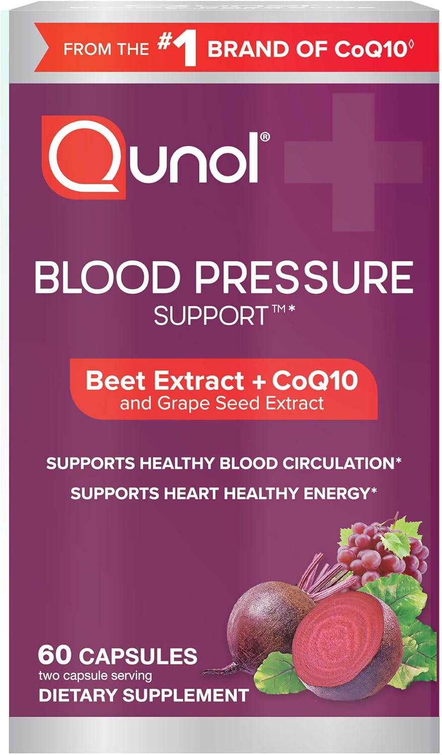 Qunol Blood Pressure Support, 3 in 1 Beets + CoQ10 + Grape Seed Extract, Beet Root Capsules That Supports Healthy Blood Circulation & Heart Healthy Energy, 60 Count (Pack of 2) - Image 2