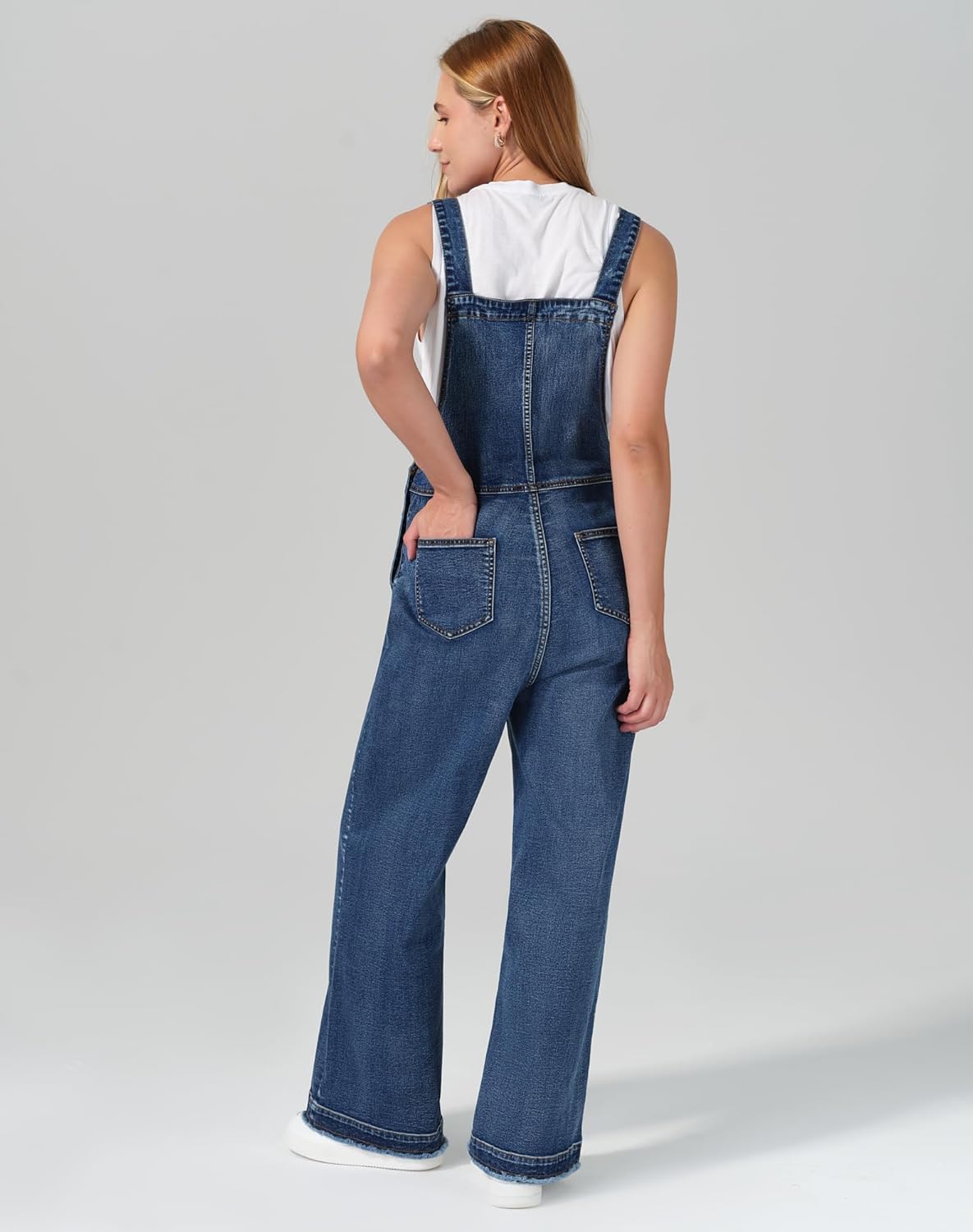 roswear Women’s Denim Overalls Loose Fit Stretchy Baggy Overall Bib Wide Leg Casual Jean Jumpsuits - Image 3