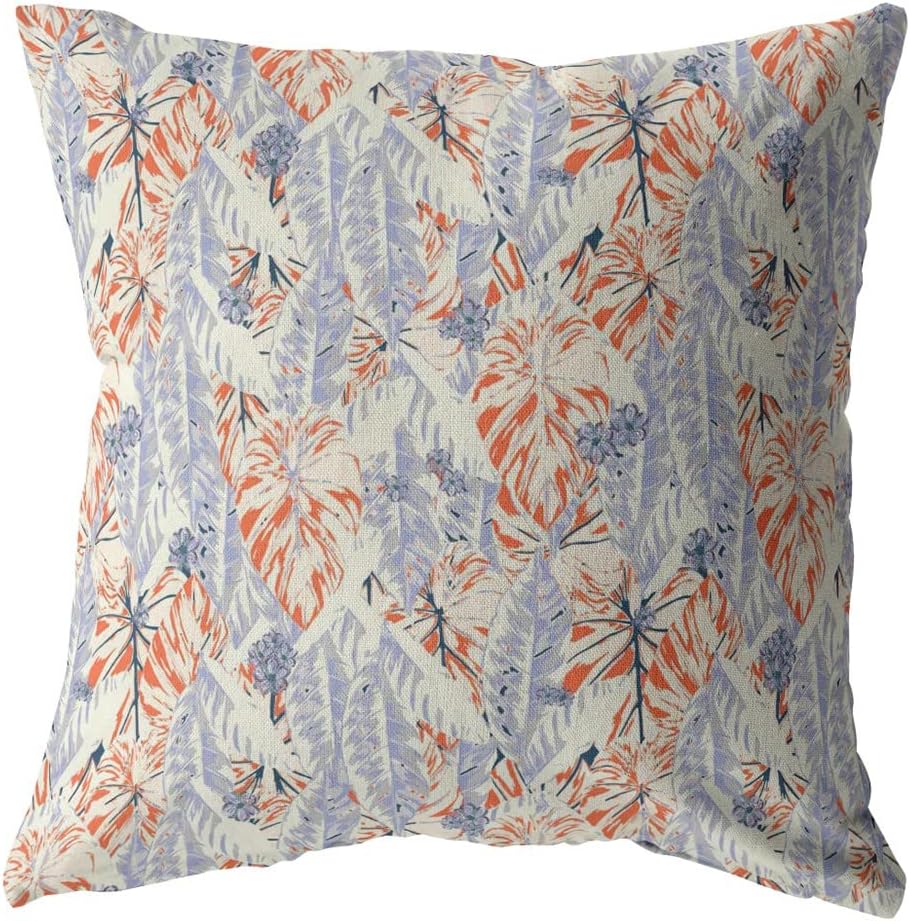 HomeRoots 16" Orange Lavender Tropics Suede Throw Pillow