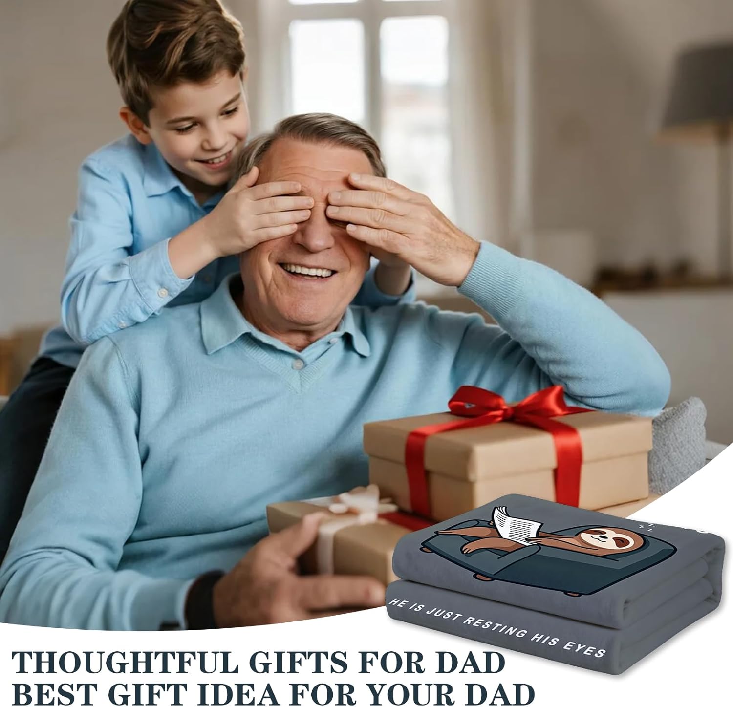 Funny Dad Blanket, Dad is Not Sleeping Sloth Blanket, Dads Birthday Gifts for Fathers Day from Daughter Son, Super Soft Throws Blanket for Couch Bed Home Decor 60"x50" - Image 2