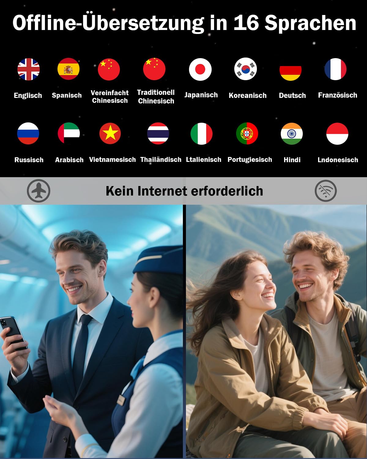 Wooask W12 Sprachübersetzer Echtzeit 144 Sprachen Offline Foto Übersetzer Gerät