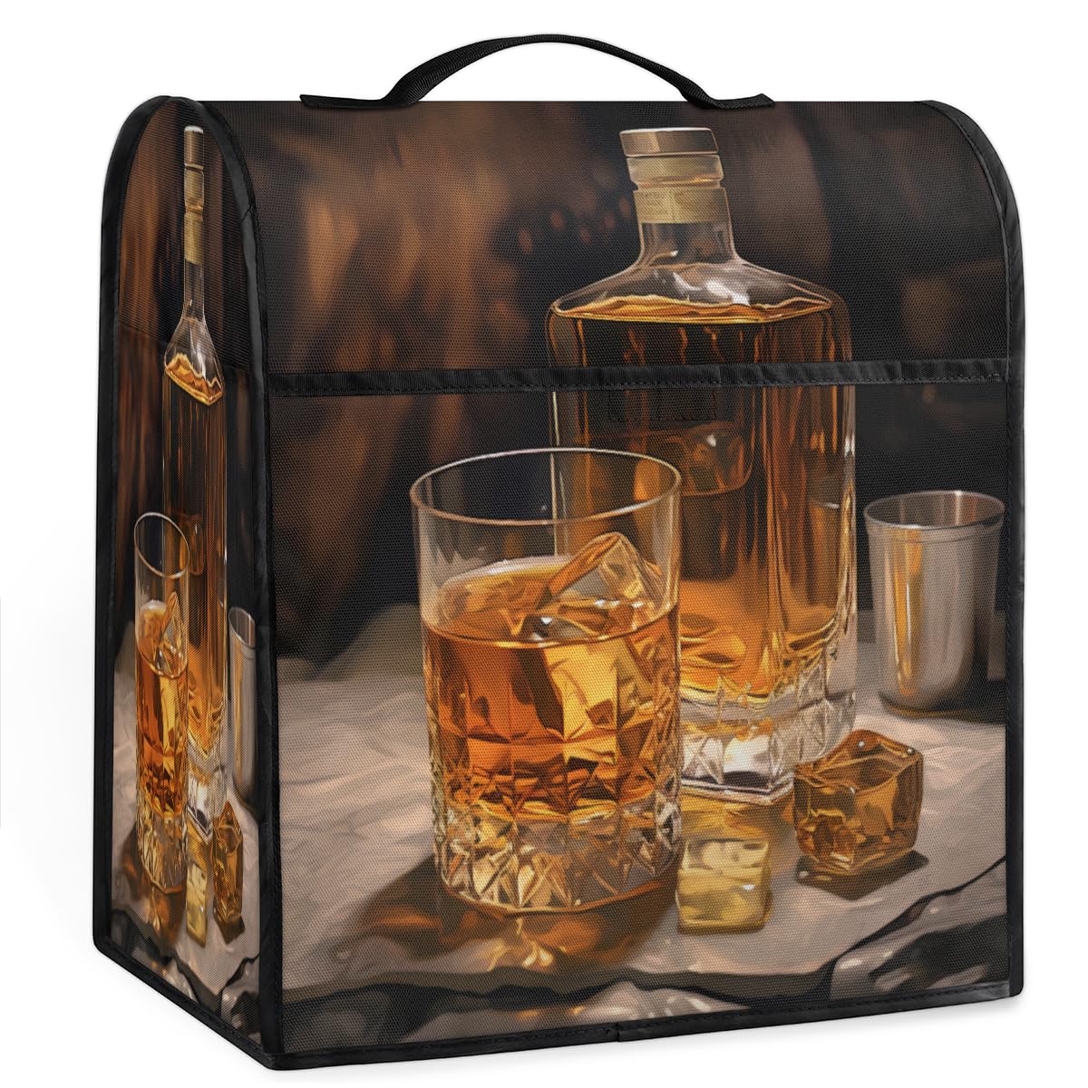 Coffee Maker Cover Wine Printing Kitchen Appliance Covers Small Appliance Covers Blender Cover Juicer Cover Dust Covers for Kitchen Appliances with Top Handle and Pockets,Washable,C989