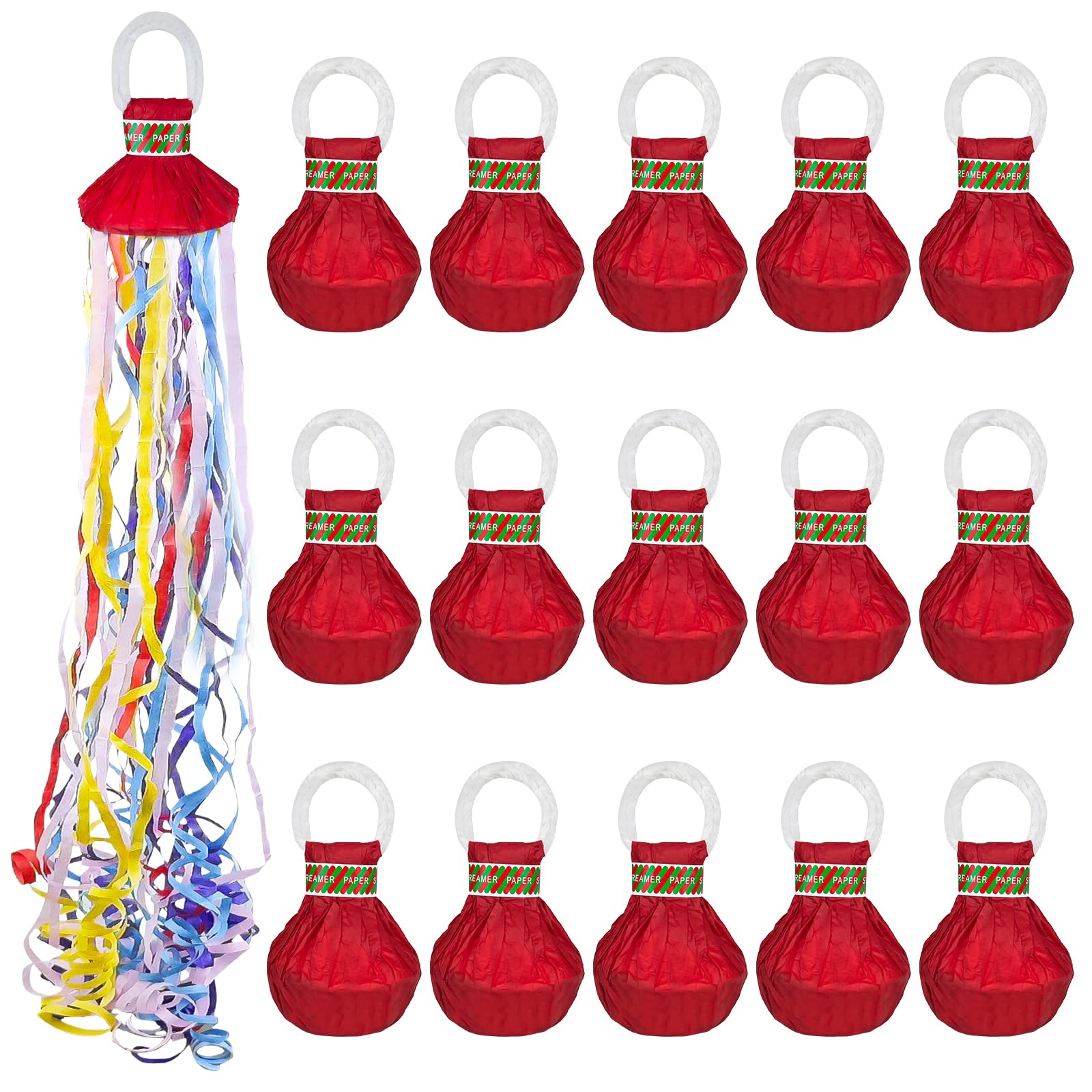 YUUTIAL 15 Stück Handwerfende Wurf Luftschlangen Kanone, Tischfeuerwerk Konfetti Bombe Kanone Neujahr Bänder für Hochzeiten Weihnachten Abschlussfeier (Rot)