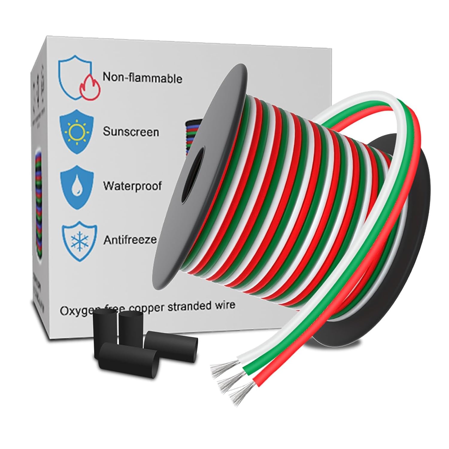 22AWG 3 Conductor Extension Cable 10m/20m 3 Pin Stranded Tinned Copper Wire Flexible Wire 12V 24V DC for LED Strip Light Automotive Wiring Flame Retardant(30FT(10m))