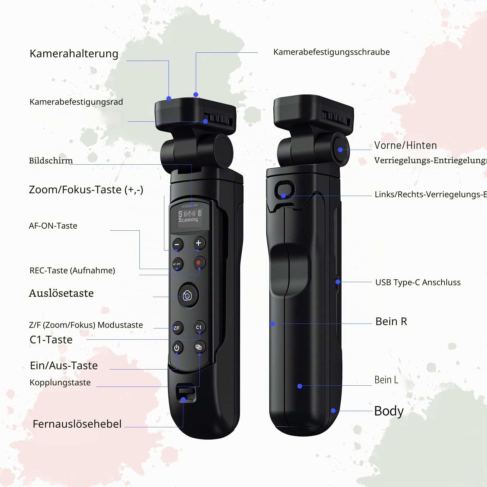 Kamerastativ für Sony mit wiederaufladbarem Auslöser | Für Sony A7C, A7III, ZV-1, ZV-E10, ZV-1F, A6100, A6400, A6700, A7IV, RX100 VII, A9, A9 II, DSC-RX0 II