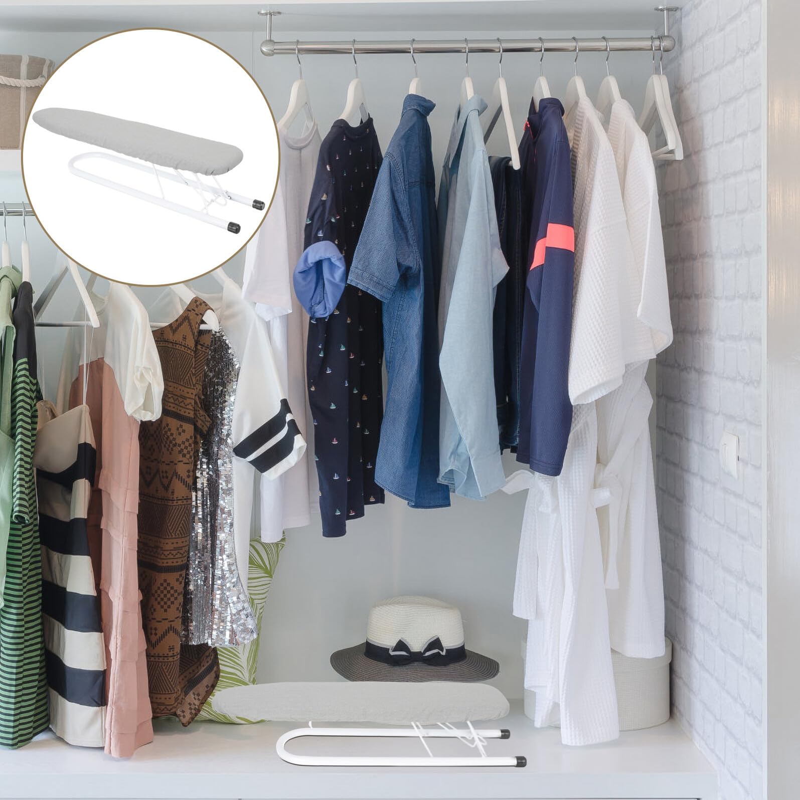 ABOOFAN Mini Bügelbrett Tischbügelbrett Tragbar Faltbar Bügelunterlage Ärmelbügelbrett für Zuhause Büro Wohnung mit Elastischem Bezug Platzsparend für Kragen und Ärmel