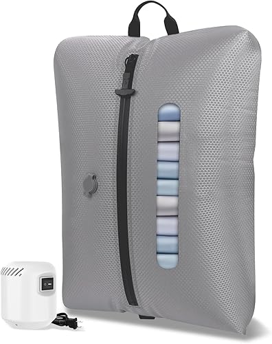 Bolsas de vacío para viajes con ventana transparente (gris 1 pieza + bomba)