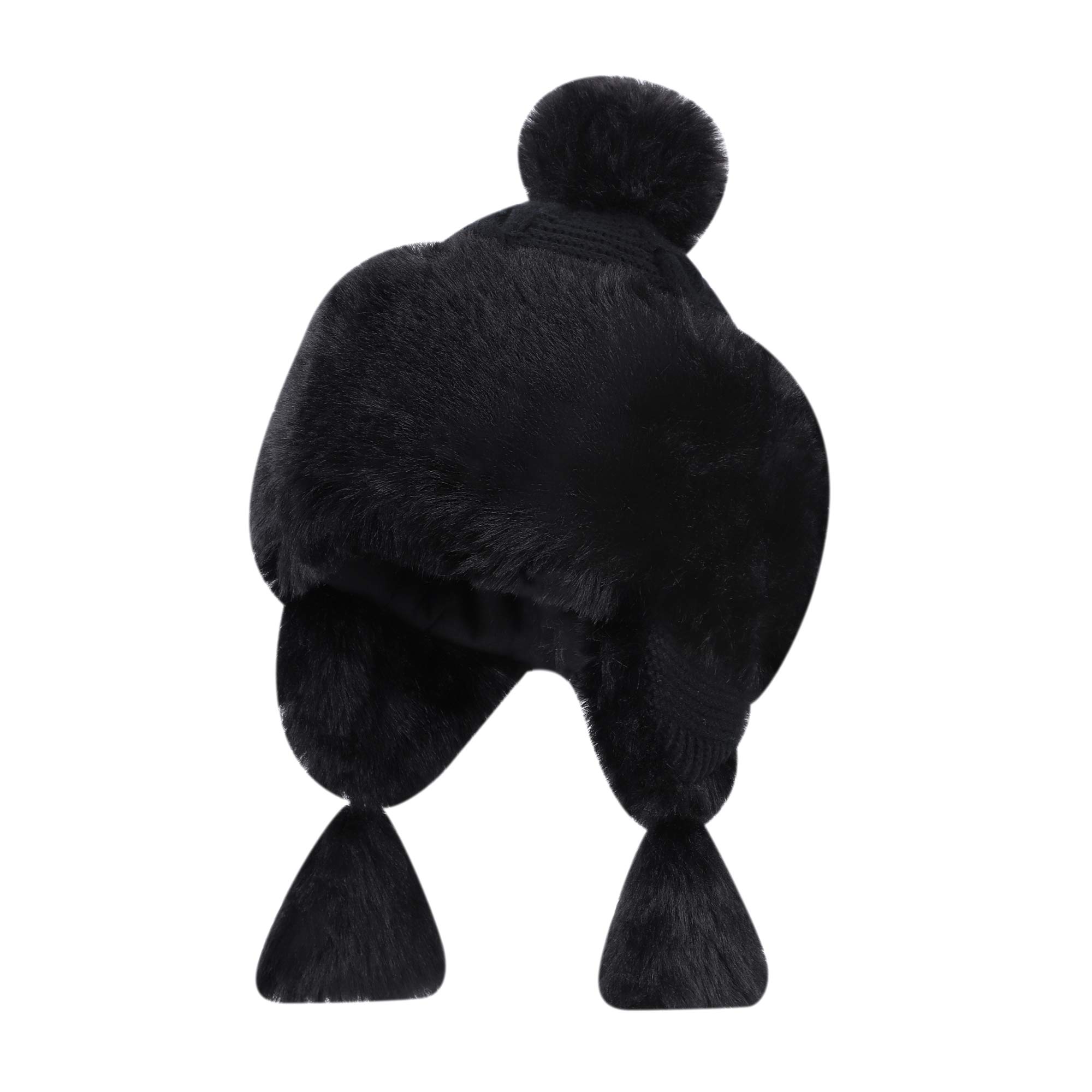Chapka Parent-Enfant Chapeau Hiver en Fausse Fourrure Thermique Femme Fille Casquette Chaud avec Oreillettes Couvre-Visage Anti-Vent/Froid pour Ski Snowboard Moto Camping