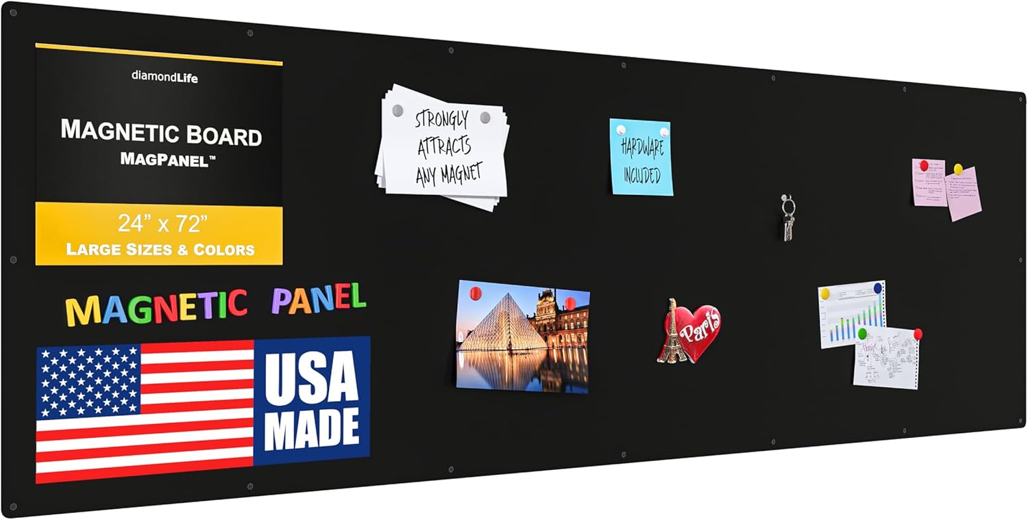 Diamond Life Magnetic Board - Memo & Vision Board (Black 24x72)